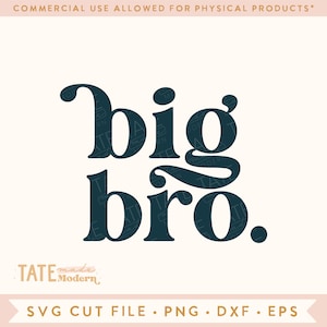 File di taglio Big Bro SVG - Retro fratello maggiore in formato SVG, Retro nuovo bambino in formato SVG, figli fratelli in formato SVG, promosso a Big Bro PNG - Uso commerciale, File digitale