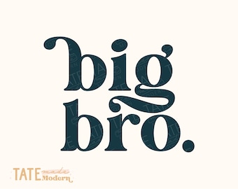 Big Bro SVG cut file - Retro big brother svg, Retro new baby svg, sons brothers svg, promoted to big bro png - Commercial Use, Digital File