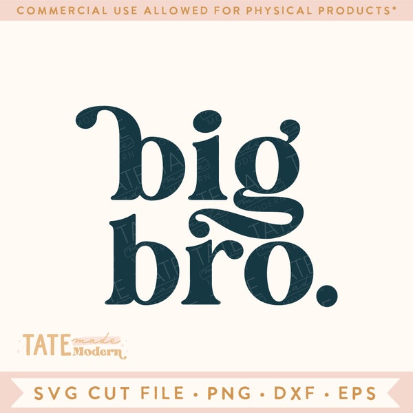 Big Bro SVG cut file - Retro big brother svg, Retro new baby svg, sons brothers svg, promoted to big bro png - Commercial Use, Digital File