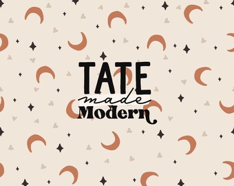Halloween Moon Seamless Pattern File - Spooky cute boho halloween seamless pattern, rust orange neutral halloween fabric pattern