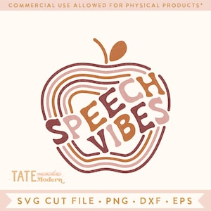 Speech Vibes Retro SVG file di taglio - logopedista camicia in formato SVG, discorso retrò in formato SVG, Retro ritorno a scuola in formato SVG - Uso commerciale, File digitale