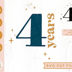 4 Jahre SVG geschnittene Datei - retro vierter Geburtstag Shirt svg, retro 4. Geburtstag svg, 4 Jahre alt png - kommerzielle Nutzung, digitale Datei