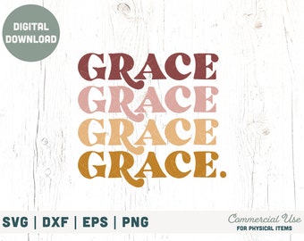 Retro Grace stacked SVG cut file - retro Christian shirt svg, Grace upon grace svg, Bible Jesus vibes svg -  Commercial Use, Digital File