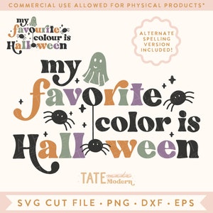 Mi color favorito es el archivo de corte SVG de Halloween - Retro lindo halloween svg, spider svg, halloween favorito png - Uso comercial, Archivo digital