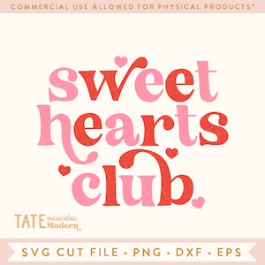 Zoete harten club SVG gesneden bestand, broer of zus Valentine shirt SVG, klein meisje Valentine Retro Valentijnsdag SVG-commercieel gebruik, digitaal bestand