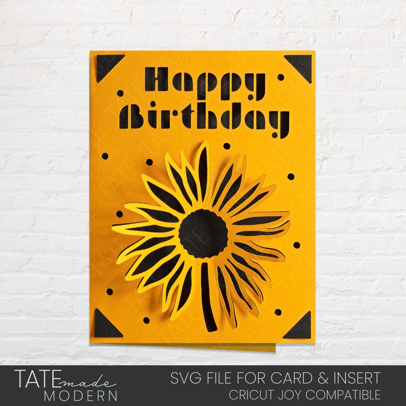 Download Cricut Joy Happy Birthday Sunflower Pop-Up Card SVG Insert | Etsy