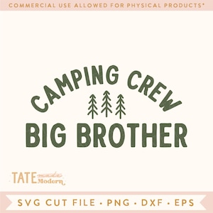 Camping Crew Big Brother SVG coupe - grand frère rétro nouveau bébé png, grand frère grand frère annonce de plein air png - usage commercial, fichier numérique