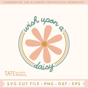Deseo sobre un archivo de corte SVG de margarita - Retro verano daisy svg, niña verano svg para camisa, oh feliz margarita svg- Uso comercial, Archivo digital