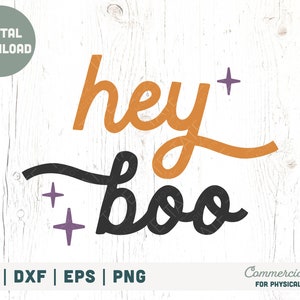 Hey boo SVG cut file - Retro halloween svg, boho halloween shirt svg, boho spooky svg, mama halloween svg - Commercial Use, Digital File