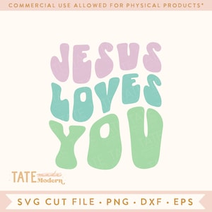 Jésus t&#39;aime fichier coupe SVG - chemise chrétienne rétro svg, svg chanson de culte, svg ambiance Jeuss, écriture svg - usage commercial, fichier numérique