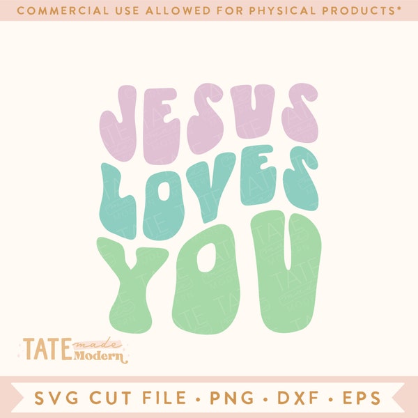 Jesus love you SVG cut file - retro Christian shirt svg, Worship song svg, Jeuss vibes svg, Scripture svg - Commercial Use, Digital File