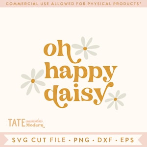 Oh happy daisy SVG cut file - Retro summer daisy svg, little girl summer svg for shirt, oh happy day svg- Commercial Use, Digital File