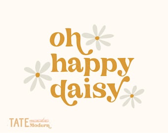 Oh happy daisy SVG cut file - Retro summer daisy svg, little girl summer svg for shirt, oh happy day svg- Commercial Use, Digital File