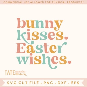 Hasenküsse, Osterwünsche SVG-Schnittdatei - Retro Boho-Ostern-Svg, Ostermädchen-Svg, Osterkind-Svg für Hemd - Kommerzielle Nutzung, digitale Datei