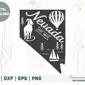 Vintage Nevada SVG gesneden bestand - Nevada home SVG, Nevada staat symbolen SVG, Nevada kaart PNG, Lake Tahoe SVG-commercieel gebruik, digitaal bestand