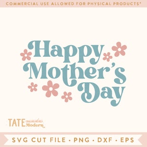 Happy Mother's Day SVG gesneden bestand - Retro Mama SVG voor t-shirt, Retro Moederdag SVG, moeder cadeau SVG - commercieel gebruik, digitaal bestand