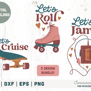 Vintage 80s kid SVG PNG Bundle - roller skate svg, Retro kid png, 90s kid vintage shirt png, skateboard svg- Commercial Use, Digital File