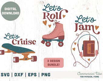 Vintage 80s kid SVG PNG Bundle - roller skate svg, Retro kid png, 90s kid vintage shirt png, skateboard svg- Commercial Use, Digital File