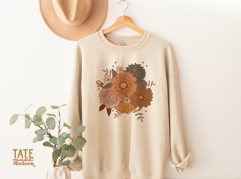 Retro Fall floral bouquet PNG for sublimation - blush pink rust Retro fall, fall mama png, floral thanksgiving- Commercial Use, Digital File image 2