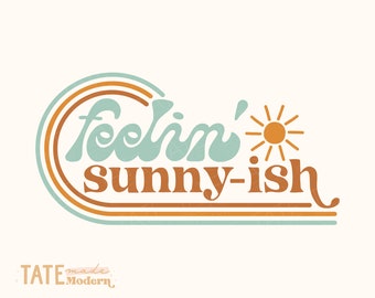 Feelin' sunny-ish SVG cut file - retro summer svg, Happy mama png, sunshine mama png, summer vibes png - Commercial Use, Digital File