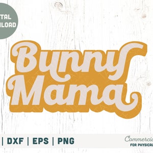 Arquivo de corte SVG Bunny Mama - Retro boho Páscoa svg, mamãe e eu primavera svg, Primavera gravidez maternidade svg - Uso comercial, arquivo digital