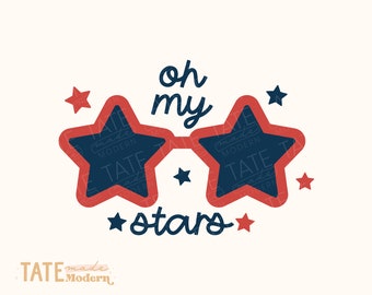 Oh my stars SVG cut file - Retro Independence Day svg, kid 4th of July patriotic svg shirt, summer quote svg - Commercial Use, Digital File