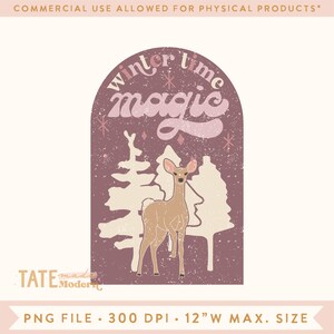 Wintertijd magische Retro PNG voor sublimatie - neutrale retro Kerstherten png, Retro paarse kerst png - Commercieel gebruik, Digitaal bestand