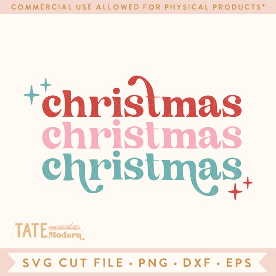 Christmas stacked Retro Holiday SVG cut file, Boho Christmas svg, Christmas mama shirt svg, Christmas spirit - Commercial Use, Digital File