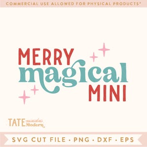 Feliz mágico MINI Retro Holiday SVG archivo de corte, Boho Navidad svg, Mami y yo Navidad svg, camisa de niño svg - Uso comercial, Archivo digital