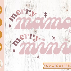 Merry mama Merry mini pacote de arquivos de corte Retro SVG, Natal babe svg, mamãe Claus svg, Mommy & me holiday svg - Uso comercial, arquivo digital