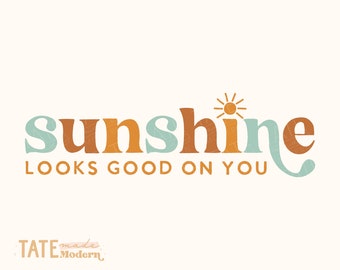 Sunshine looks good on you SVG cut file - retro summer shirt svg, Happy mama png, sunshine mama png- Commercial Use, Digital File