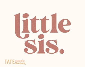 Archivo de corte SVG de hermanita: SVG retro de hermanita, SVG retro de bebé recién nacido, SVG de hijas, PNG de hermanita: uso comercial, archivo digital