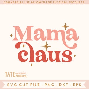 Mama Claus Retro SVG fichier coupé, chemise bébé de Noël svg, maman de Noël svg, Maman et moi vacances svg- Utilisation commerciale, Fichier numérique