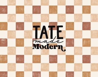 Tan Rust Cream Watercolor Check Seamless Pattern File - Neutral seamless pattern, neutral checkered fabric pattern