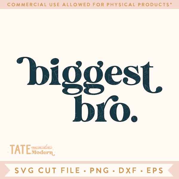 Biggest Bro SVG cut file - Retro big brother svg, Retro new baby svg, son brother svg, promoted big bro png - Commercial Use, Digital File