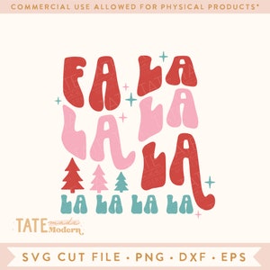 Fa la la la la Retro SVG archivo de corte, Deck the halls Christmas jolly camisa svg, holly jolly vacaciones svg, - Uso comercial, Archivo digital
