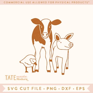 Farm animal friends SVG cut file - Cow pig and duck svg, farm kid svg, farm baby svg, farm animal illustration- Commercial Use, Digital File