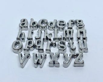 Tibetan Silver Initial Charm: Personalized Alphabet Slide Charm (8mm) ##20