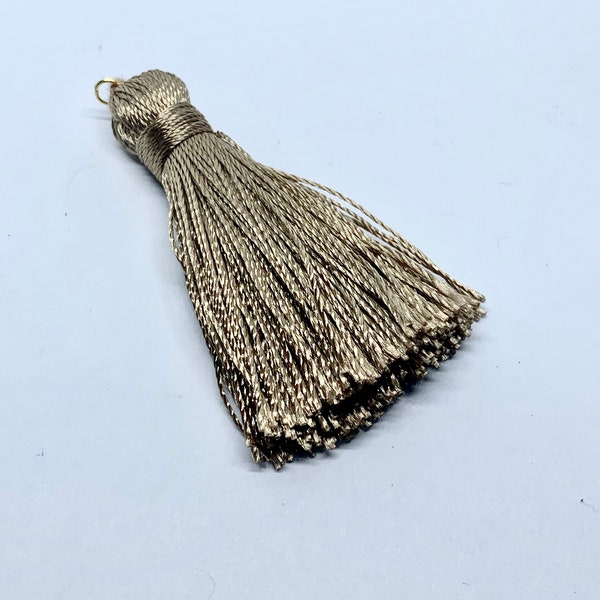 Silky Tassel, Nylon Thread Tassel, Tassel Jewelry, Jewelry Projects, 2 PCS Dark Blue, Brown, Metallic Beige, Gray, Ivory Tassels, DIY  # 162