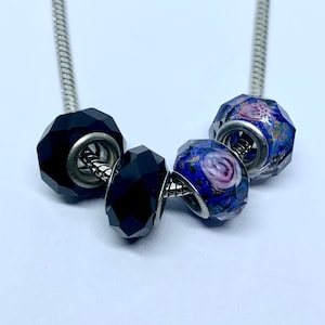 Faceted Glass Big Hole Beads with Metal Core (2 PCS) ##45