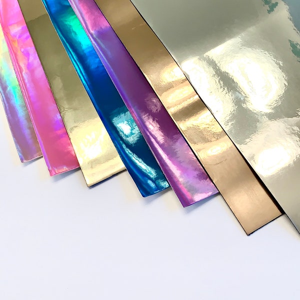 Mirrored, Holographic Sheets, Faux Leather Sheets, Leather Craft, DIY, Art & Craft Supply, Hair Bows, Earrings Supply, Choose Own Color # 59