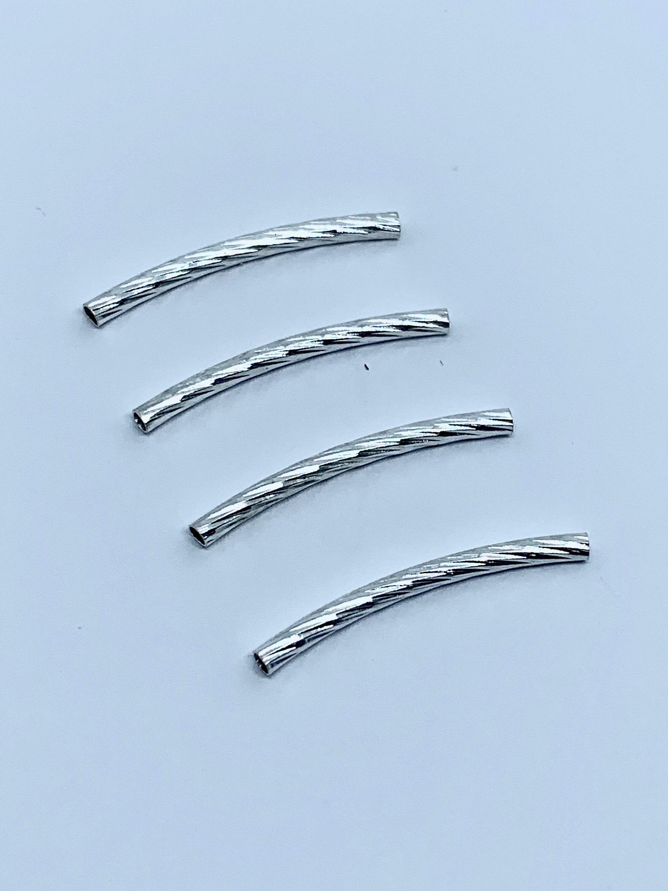 Curved Metal Tube Beads Silver Gold Plated Beads 4PCS Etsy