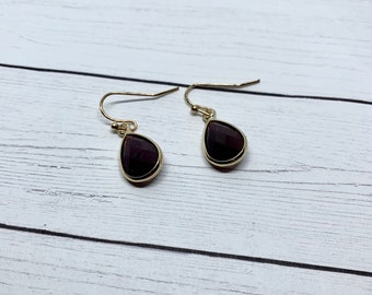 Smoky Quartz Simulated Earrings,Teardrop Earrings, Women Gift, Everyday Jewelry, Gold Color Filled Smoky Quartz, Gift For Mom, Sister  # 170