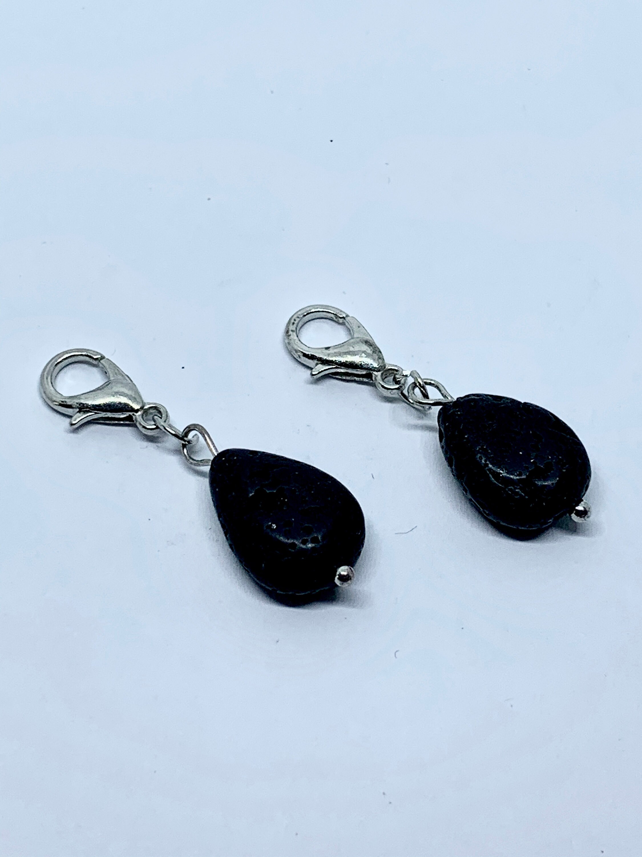 Lava Charms 2 Black Lava Charms Lentil Teardrop Bead Etsy