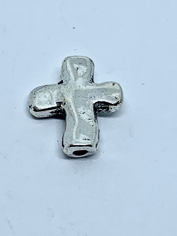 6PCS Metal, Wooden, Howlite Cross Beads, Hammered Beads, Spacer