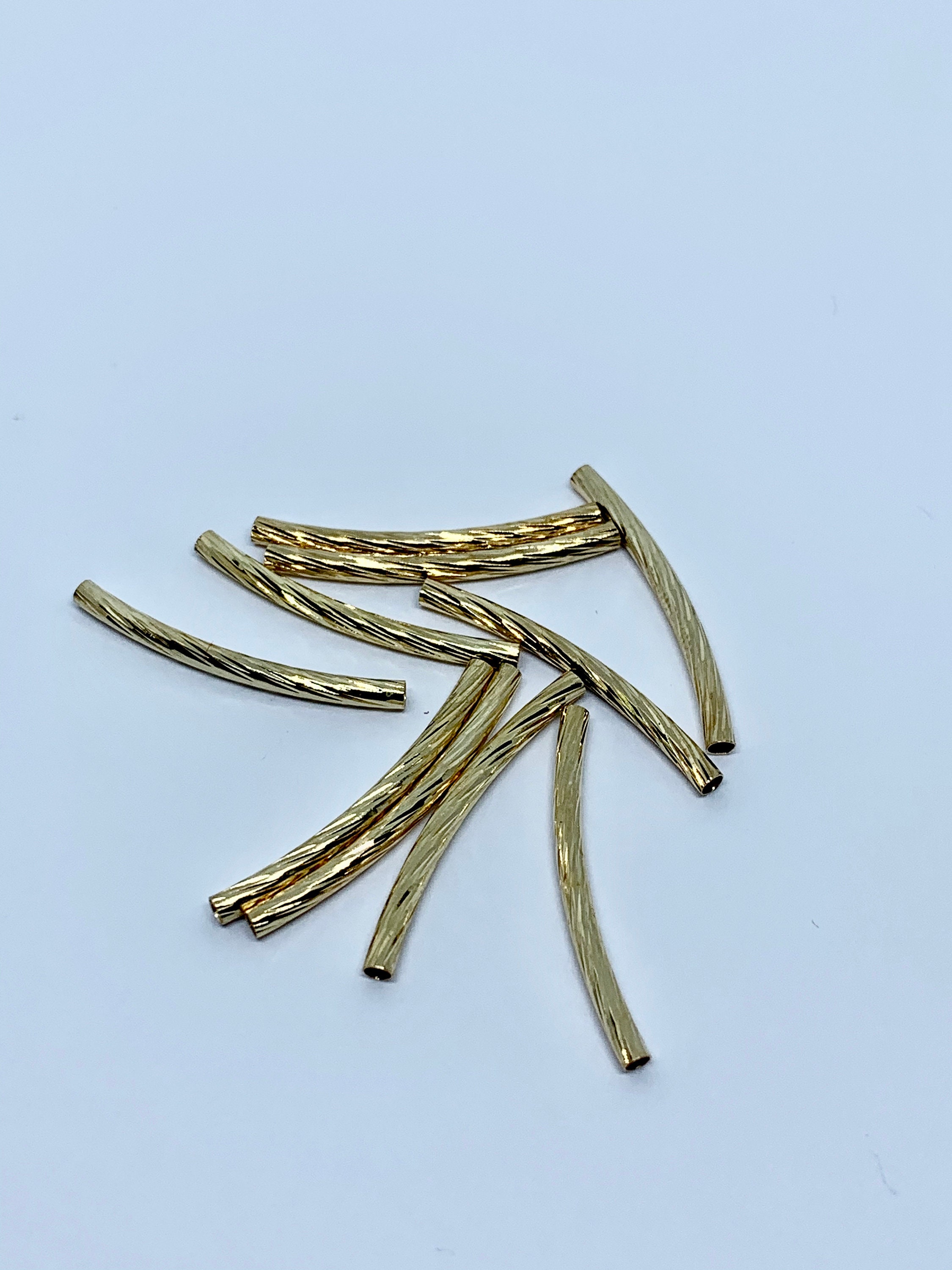 Curved Metal Tube Beads Silver Gold Plated Beads 4PCS Etsy