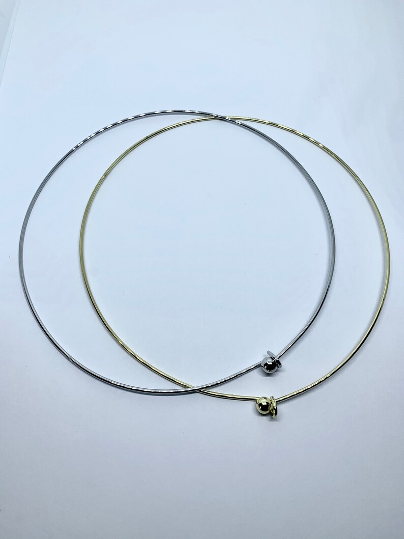 Neck wire, Round Metal Wire Choker Necklace,1.5 MM Thickness, Easy Wear Choker, End Metal Ball Neck wire, Screwed Ball, Jewelry Supplies303 image 4