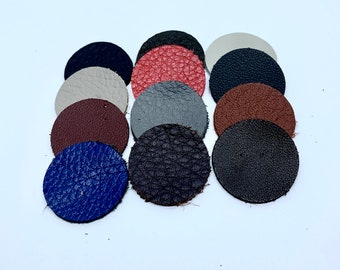 Circle Leather Die Cuts: Soft Real Leather Shapes, Jewelry Making (2PCS) #245
