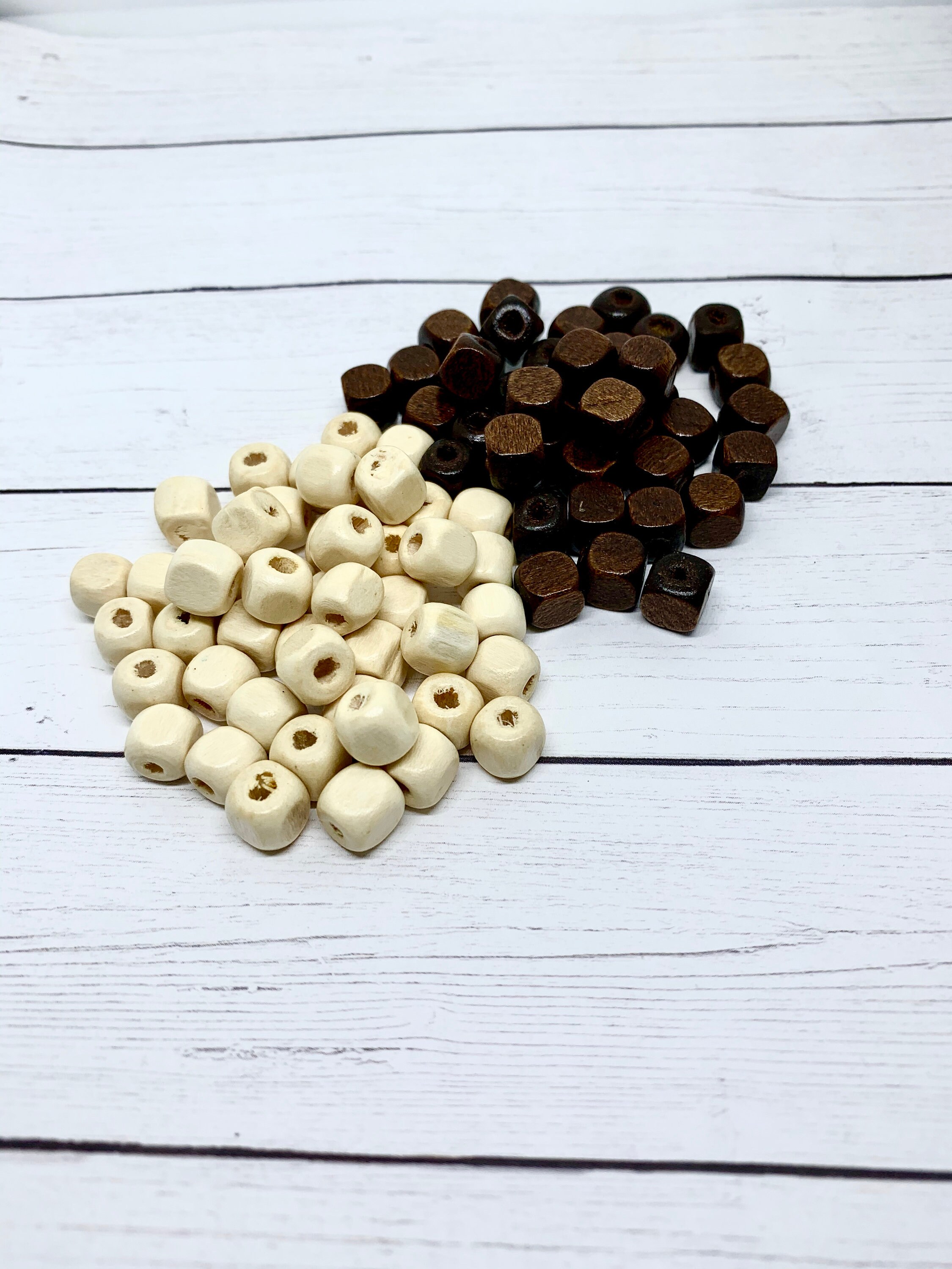 Square Wooden Beads Black White Loose Spacer Beads For Diy - Temu