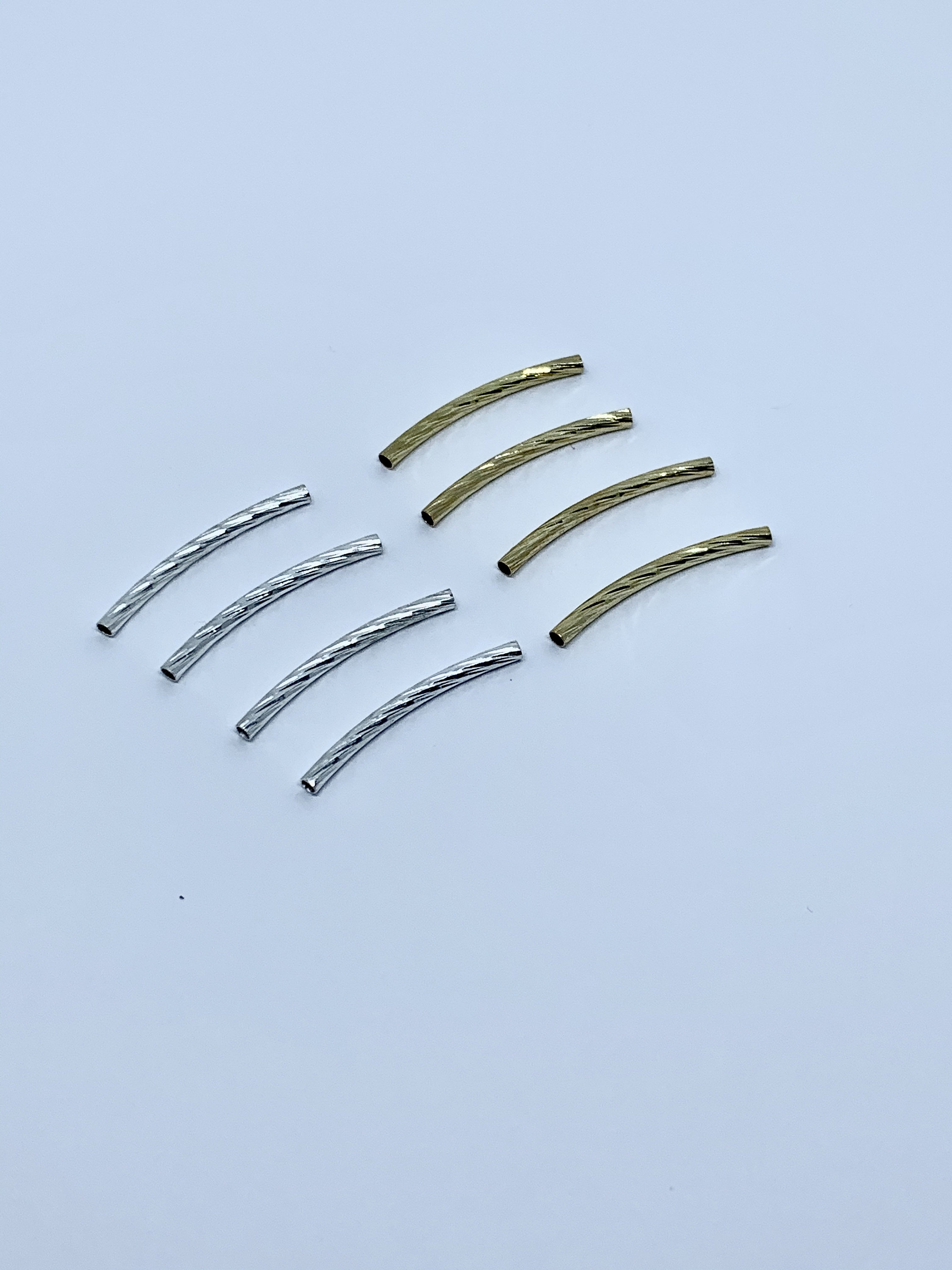 Curved Metal Tube Beads Silver Gold Plated Beads 4PCS Etsy